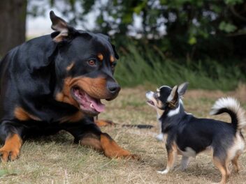 Ce Rottweiler a peur après avoir croisé un Chihuahua, la vidéo émeut des millions de personnes