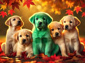 Un chiot naît avec un pelage vert : ses maîtres lui donnent un nom qui fait rire les internautes !