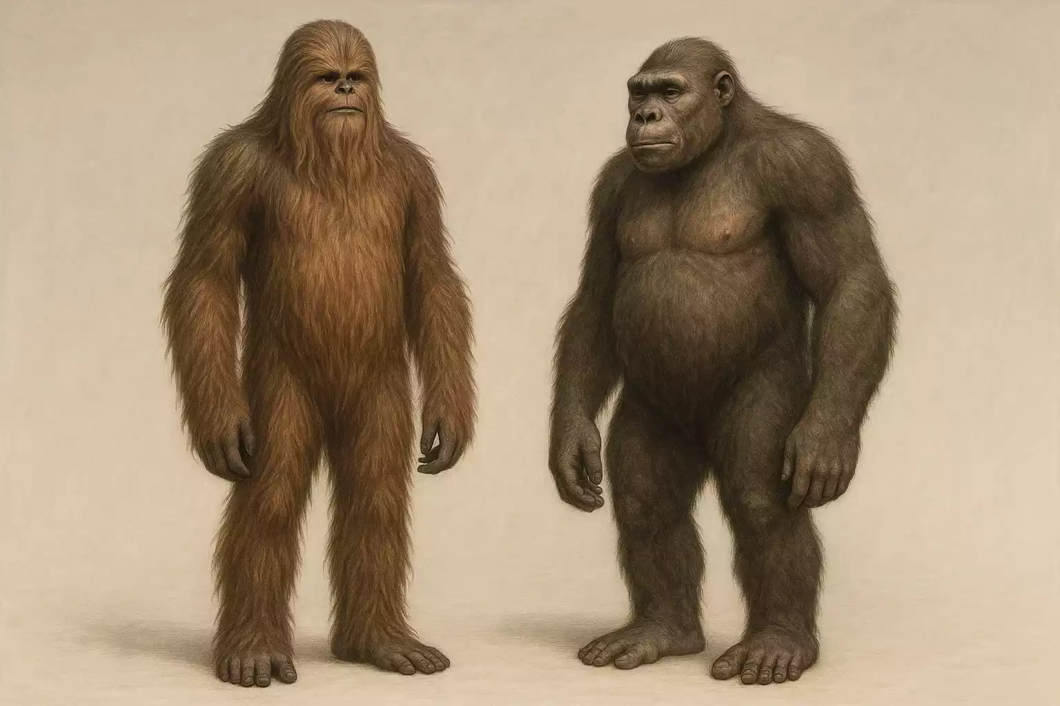 image comparative en Chewbacca et un gigantopithecus
