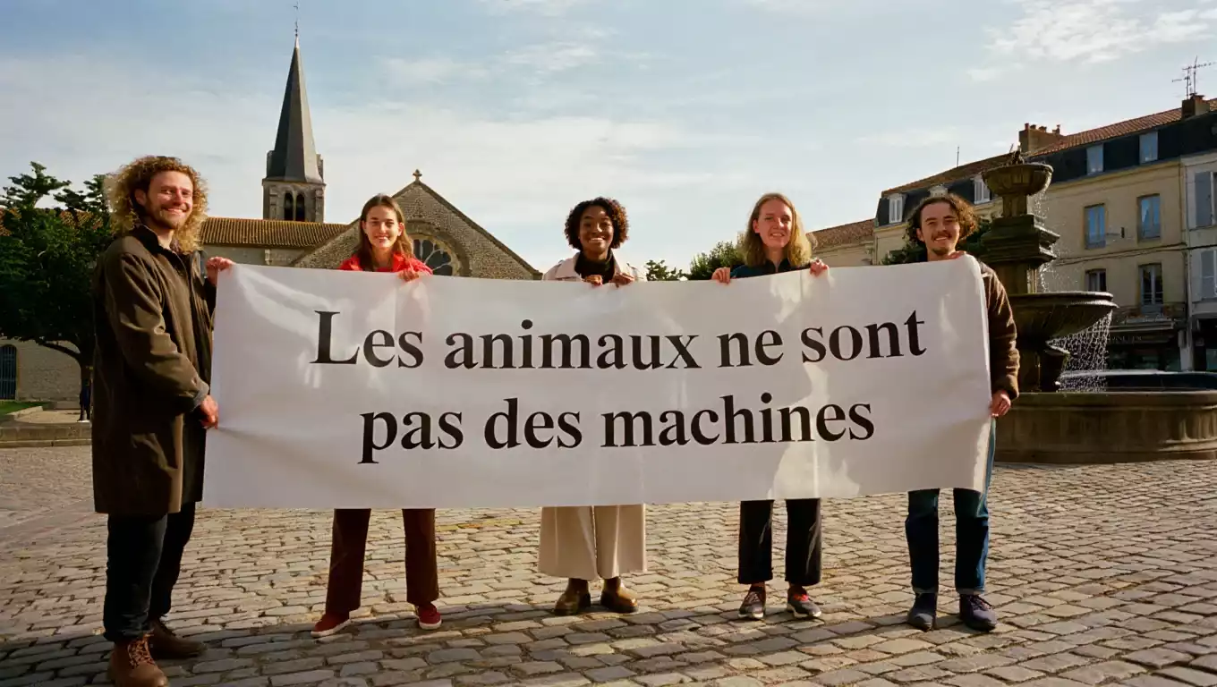 Manifestation antispéciste à Questembert contre l’usage des chevaux de trait