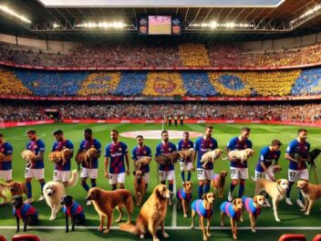Ces footballeurs espagnols entrent sur le terrain avec des chiens abandonnés et créent l&rsquo;émotion