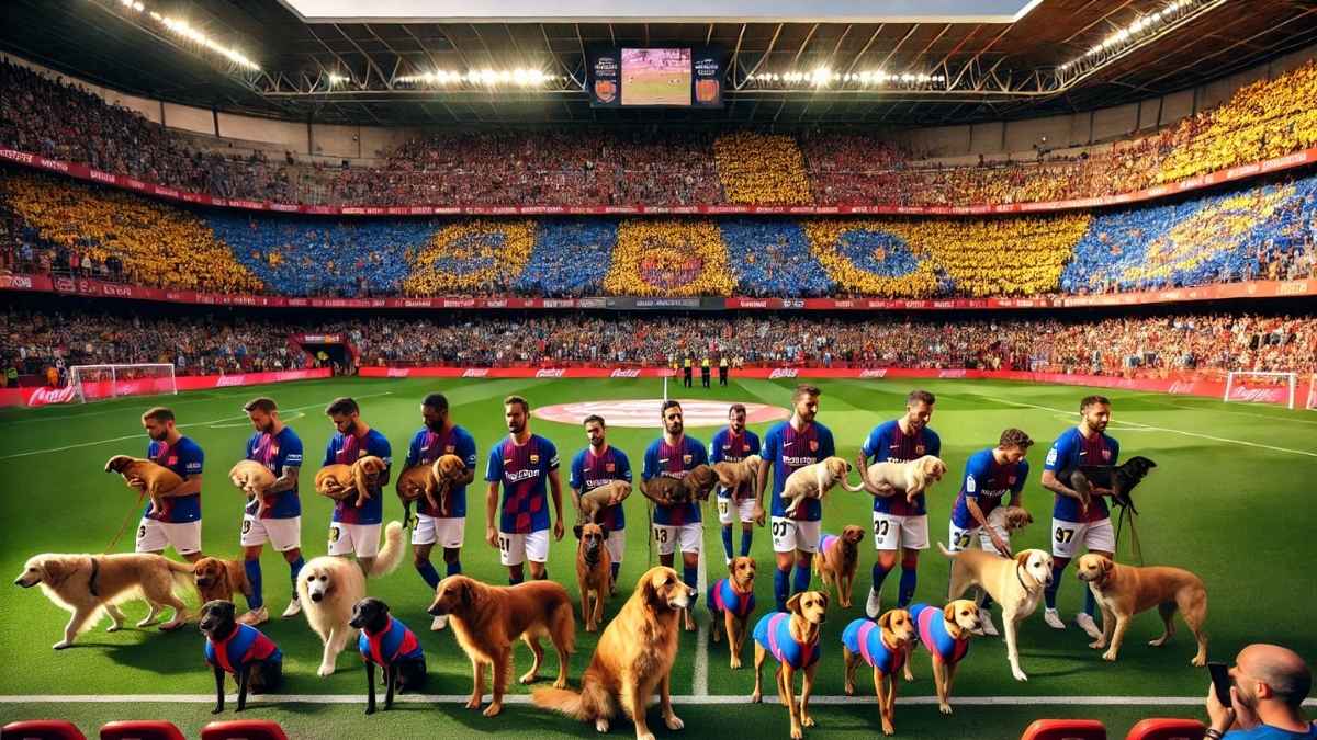 Ces footballeurs espagnols entrent sur le terrain avec des chiens abandonnés et créent l&rsquo;émotion