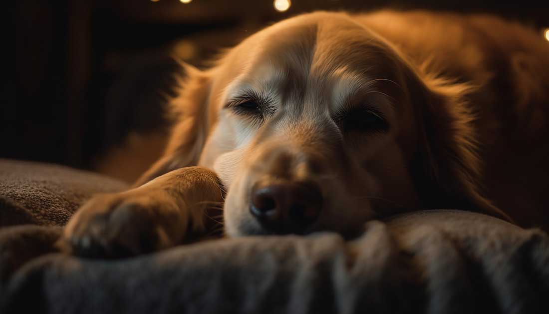 chien dort les yeux ouverts