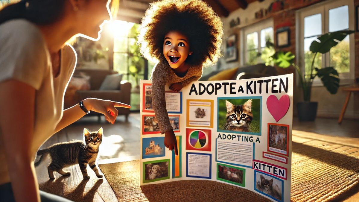 Cette fillette de 12 ans réalise un exposé incroyable pour convaincre sa mère d’adopter un chat : leur rencontre va vous émouvoir